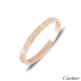 Cartier Rose Gold Full Pave Diamond Love Bracelet Size 17 N6036917 Cartier Rose Gold Full Pave Diamond Love Bracelet Size 17 N6036917